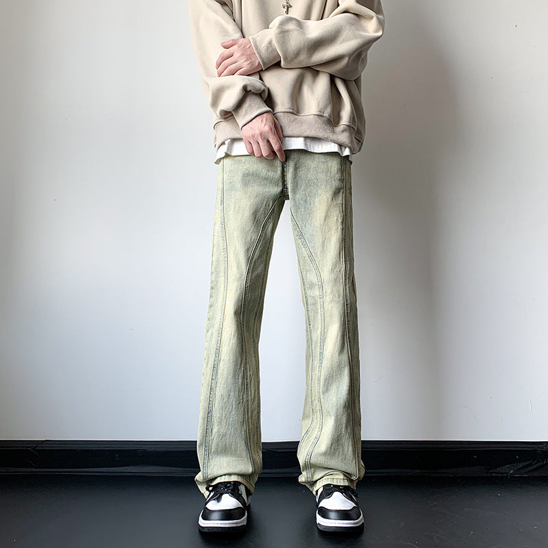 Plus Size Loose Zipper Hem Denim Trousers for Men