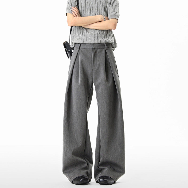 American-style Three-dimensional H-line Pleated Dress Trousers For Men